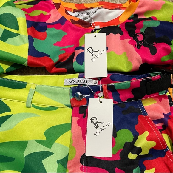 SO REAL Amazing Colorful “Camo Fever” Top & Pants – Large – NWT - Picture 12 of 12